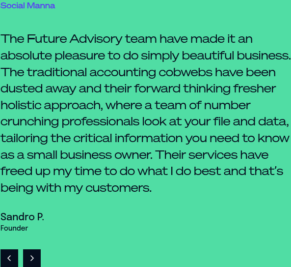 Testimonial: Social Manna (/services/accounting-and-tax/; same on all four service pages)